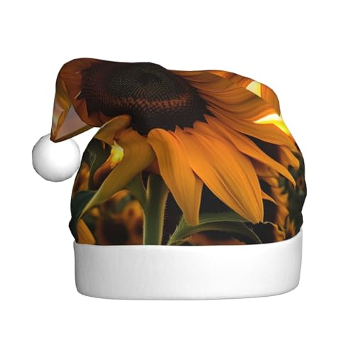 YzgWjBhd Weihnachtsmütze mit Sonnenblumen-Motiv, Unisex, Erwachsene, lustige Weihnachtsmütze, niedliches Weihnachtsaccessoire von YzgWjBhd