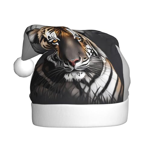 YzgWjBhd Weihnachtsmütze mit Tiger-in-Ruhe-Druck, Unisex, Erwachsene, lustige Weihnachtsmütze, niedliches Weihnachtsaccessoire von YzgWjBhd