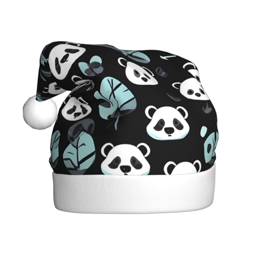 YzgWjBhd Weihnachtsmütze mit schwarz-weißem Panda-Gesicht, Unisex, Erwachsene, lustige Weihnachtsmütze, niedliches Weihnachtsaccessoire von YzgWjBhd