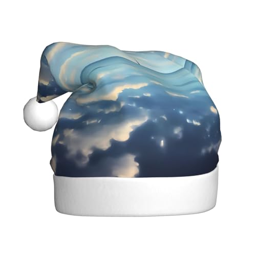 YzgWjBhd Weihnachtsmütze mit weißen Wolken über dem Meer, Unisex, für Erwachsene, lustige Weihnachtsmütze, niedliches Weihnachtsaccessoire von YzgWjBhd