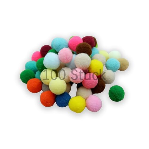 100 Stück 2.5cm Pompons, Bunt Groß Pompons,Bunt Mini Pompons,Filzkugeln Bunt,Pompons Bälle für Ostern, Weihnachten, Kinder, Bunte Pompons, für Partydekoration,Girlanden,Quasten,Haarschmuck,Kleidung von YzmrBdqc