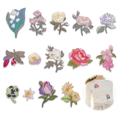 14 Stück Patches,Blume Flicken Patches Patches Sticker, Blumen Patches zum Aufbügeln,Aufbügeln Blumen Bestickte Aufnäher Bügelflicken Bügel Patches,Aufbügeln für Basteln DIY, Kleidung, Kleid, Hut von YzmrBdqc