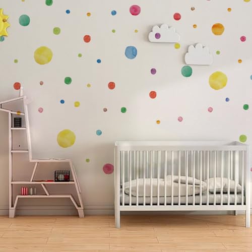 148 Punkte Wandtattoo für Kinderzimmer, Wandsticker Kreise Pastell Mint,Bunt Wandtattoo Kinderzimmer,Aufkleber Sticker Kreis Wandaufkleber,Aquarell Polka Dots Wandaufkleber,DIY Selbstklebend von YzmrBdqc