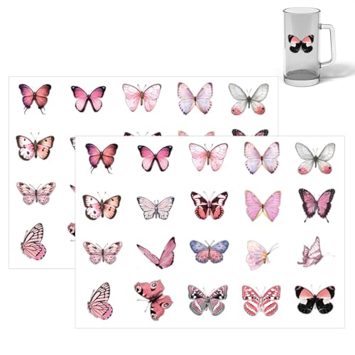 40 Stück Schmetterling Aufkleber,crapbooking Aufkleber Sticker Selbstklebende Dekoration Transparentes für Fotoalbum,Bunte Transparente Scrapbook Sticker PET Schmetterlinge Aufkleber,Kid DIY Art von YzmrBdqc