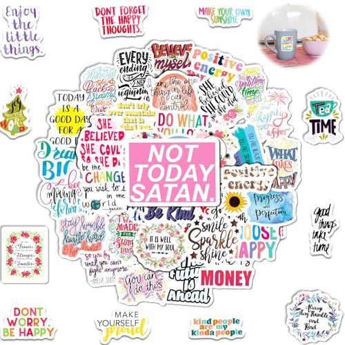 50 Stück inspirierende Zitate-Aufkleber,Inspirierende Sticker Set, Wasserfeste Sticker,schöne ansprechende Motivationsaufkleber für Jugendliche und Erwachsene,Planner Snowboard Ordner usw von YzmrBdqc