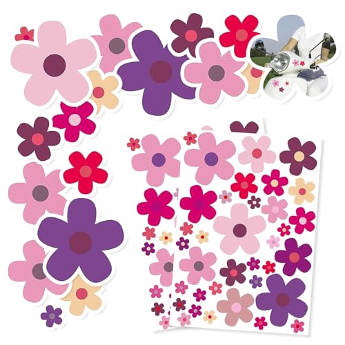 Aufkleber Set Blumen 70 Blümchen, Fahrrad Aufkleber Sommer Blumen Auto Sticker Dekoration für Fahrrad Laptop Auto Motorrad Handy Notizbuch, wasserfeste Sticker Outdoor (2 Stück) von YzmrBdqc