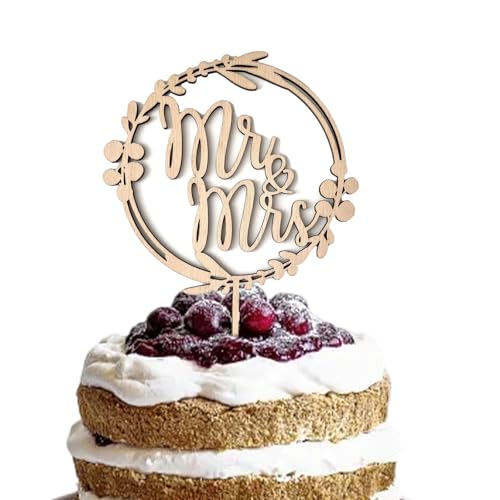 Hochzeit Holz Kuchen Topper, Hochzeitstorte Deko Holz - inkl. "Mr und Mrs" Tortenstecker,Tortenstecker Hochzeit für Hochzeit Jubiläum Verlobung Holzfarbe Mr & Mrs Cake Topper Tortendeko Hochzeit von YzmrBdqc