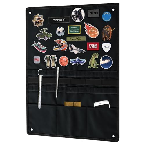 Yzpacc Tactical Patch Display Board Military Patch Holder Panel Foldable Patch Holder Panel Hanging Organizer mit mehreren Pocket für militärische Armee von Yzpacc