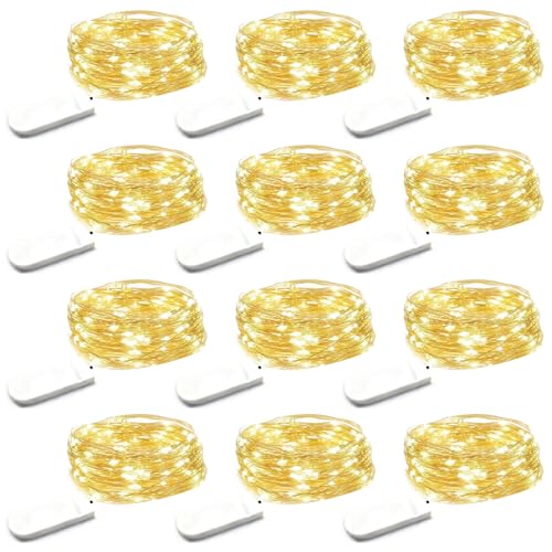 Lichterkette Batterie, Micro LED Lichterkette mit Batterie 12 x 3M, Mini 30LED Lichterkette Innen Batterie, Fairy Lights Wasserdicht für Party, Weihnachten, Halloween, Hochzeit, Beleuchtung Deko von YzzYzz