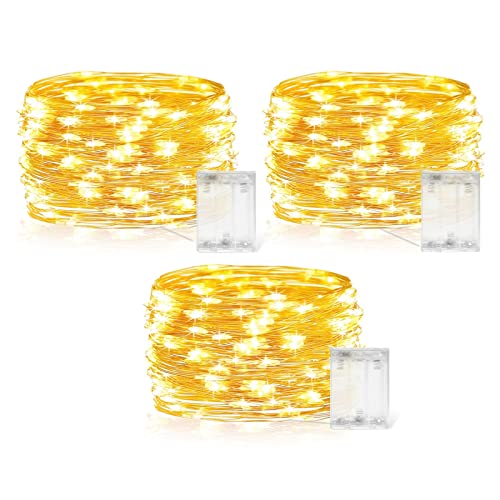 Lichterkette Batterie, Lichterkette Innen Batterie 3 x 6M, 60 LED Lichterkette Fairy Lights, Mini Lichterkette Draht Zimmer Deko, Geburtstags Deko, Lighting Geschenk Deko, Weihnachten(Warmweiß) von YzzYzz