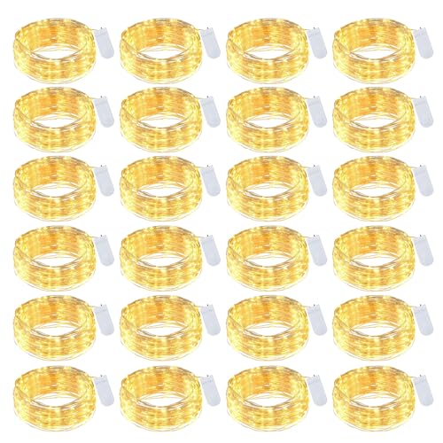 Lichterkette Innen Batterie,Micro LED Lichterkette Batterie 24 x 1.5M,Mini 15LED Lichterkette mit Batterie,Fairy Lights Wasserdicht für Party Hochzeit Zimmer Deko Weihnachten Beleuchtung Deko von YzzYzz