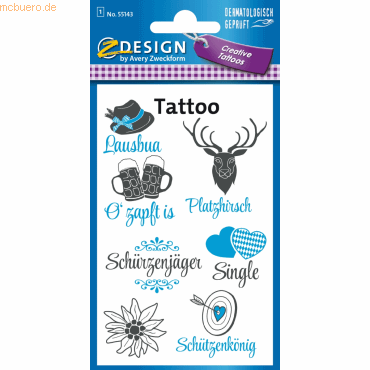 10 x Z-Design Creativ Tattoos Männersprüche 7 Motive grau/blau 7 Stück von Z-Design