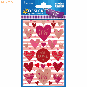 Z-Design Creative Papier-Sticker Love 26 Stück bunt 1 Bogen von Z-Design