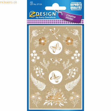 Z-Design Creative Papier-Sticker Naturlook -Blumen & Insekten- braun w von Z-Design