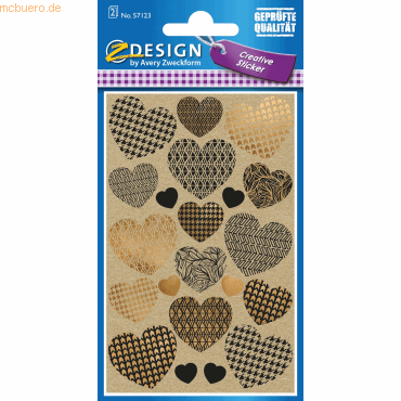 10 x Z-Design Creative Papier-Sticker Naturlook -Herzen- 21 Motive bra von Z-Design