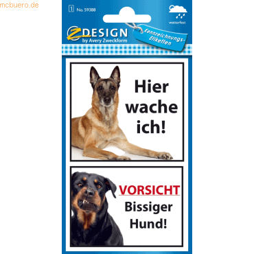 10 x Z-Design Etiketten Warnetikett Folie Bissiger Hund 1 Bogen von Z-Design