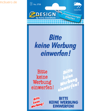 10 x Z-Design Hinweisetikett 3 Etiketten Motiv Bitte keine Werbung ein von Z-Design