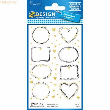 10 x Z-Design Namens-Etiketten Folie Doodle Rahmen schwarz weiß gold 1 von Z-Design