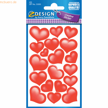 10 x Z-Design Sticker 76x120mm Papier/beglimmert 2 Bogen Motiv Herzen von Z-Design