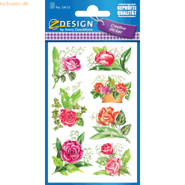 10 x Z-Design Sticker 76x120mm Papier 3 Bogen Motiv Rosen von Z-Design