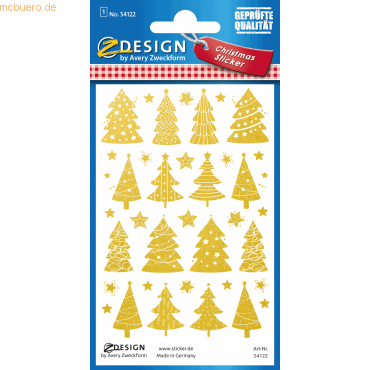 10 x Z-Design Weihnachtssticker Folie Weihnachtsbäume gold 38 Aufklebe von Z-Design