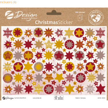 Z-Design Weihnachtssticker Papier Sterne mehrfarbig 202 Aufkleber von Z-Design