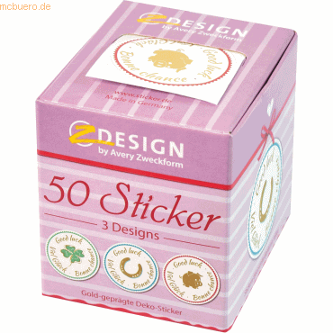 6 x Z-Design Sticker auf Rolle Motiv Viel Glück rund 38mm 3 Motive bun von Z-Design