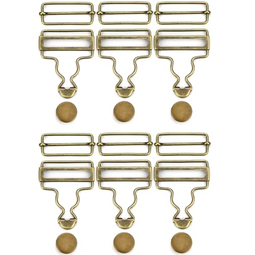 ZAAWUUT 6 Sets Metallschnallen, Hosenträgerverschluss, Ersatz-Overall Clips mit verstellbarer Schnalle, Schiebestange und Knopf, Bronze, 4 cm von ZAAWUUT