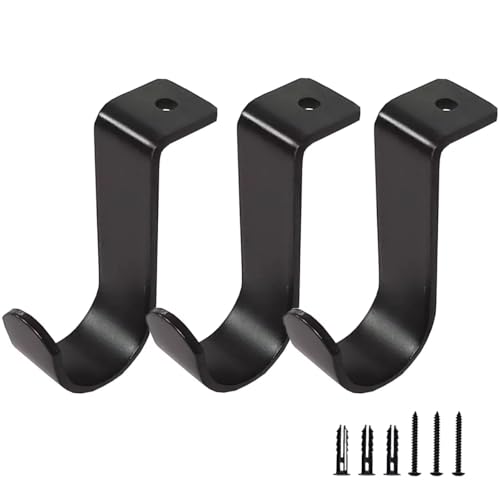 ZAAWUUT Deckenvorhang Rod Hängeklammern,3-Pack Deckenhalterung Robuster Vorhang Halter für 1inch Stange,Metall Vorhang Rod Haken für Home Patio Büro (schwarz) von ZAAWUUT