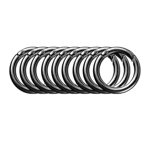 ZAAWUUT Feder-O-Ring-Schnalle, runder Karabinerhaken, robuste Schnellverschluss-Schnalle, Mini-Clip für Schlüsselanhänger, Geldbörse, Handtasche, DIY Handwerk (Matel Black, 2,5 cm) von ZAAWUUT