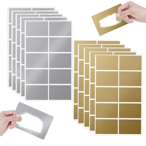 100 Stück Rubbellose Selber Machen,60x40mm Rubbelaufkleber Rubbelsticker Rubbelkarten zum Selber Beschriften,Überraschungen Selbstklebendes Rubbeletikett für Gutschein, Spiel, Geschenke von ZABARE