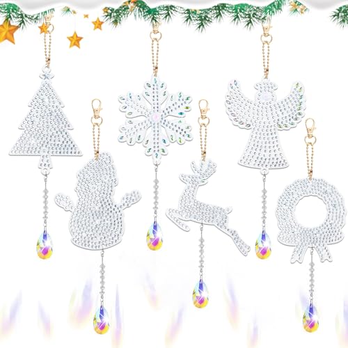 ZABARE 6 Stück Diamond Painting Weihnachten Anhänger, 5D Diamant Painting DIY Kits Erwachsene Geschenkanhänger für Weihnachtsdeko Weihnachtsbaum Fenster Hängend Wandbehang Winter Dekoration von ZABARE