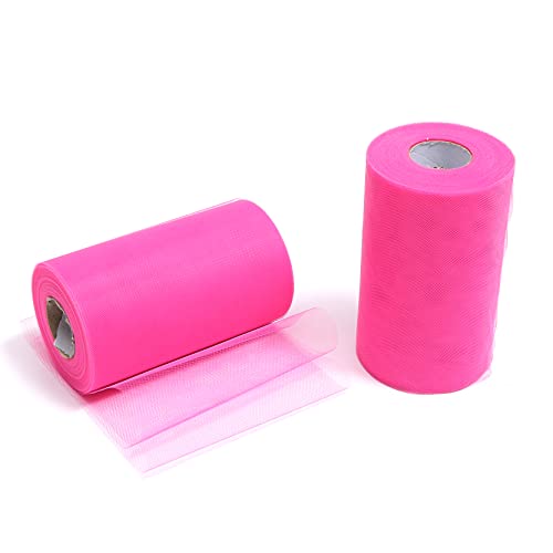 ZADAWERK® Tüll - 15 cm x 45 m - Neon Pink - 1 Rolle - Tisch-Deko - Hochzeit - Weihnachts-Tüll - Geschenk - Schleife - Schleier - Tutu - DIY Tüllrolle - Netzstoff von ZADAWERK