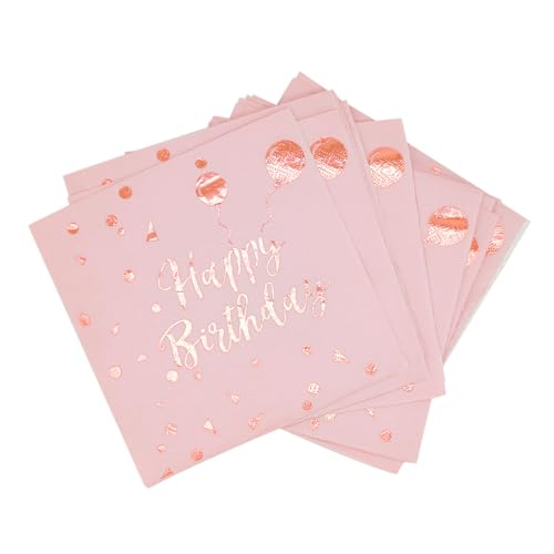 40 Stück Rosa Geburtstags Servietten, Roségold Papier Party Servietten, Geburtstagsservietten Rosegold, Servietten Rose Gold Dots, Geburtstagsdeko Servietten, für Frau Mädchen Geburtstag Party Deko von ZAEFINI