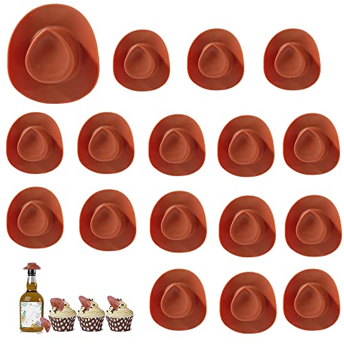 30 Stücke Handgemachte Mini-Hüte Miniaturhut Kopfbedeckung Niedlich Hut Cowboy Glitzer Braun PartyZubehör für DIY Handwerk Kuchen Dekoration Urlaub Party Dekoration（Braun） von ZAHD