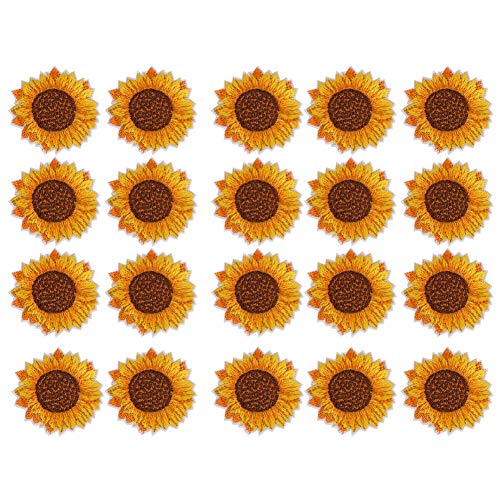 20 Stück Bestickter Sonnenblumen-Aufnäher, Sonnenblumen-Aufnäher, 20 Stück Sonnenblumen-Muster, Zum Aufbügeln, Bestickter Aufnäher, Sonnenblumen-Aufnäher, DIY-Kleidung, von ZAICOLER