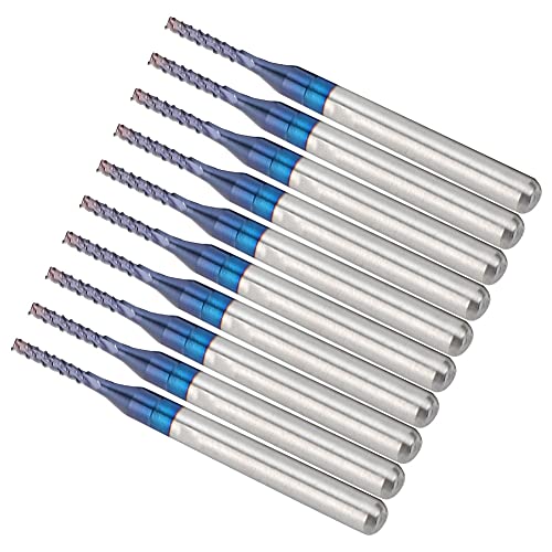 CNC-Fräser, CNC-Bits, 10 Stück, Hartmetall-Fräser, Schneid-Bit, Blauer Mais-Schaftfräser, Gravur-Bit für CNC-Leiterplattenmaschinen (1.4MM) von ZAICOLER