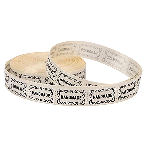 DIY Handgefertigtes Band, Geschenkpapierbesatz, 1 Stück, 9,1 M, 1,3 Cm, Bedrucktes Band mit Englischen Wörtern, DIY Handgefertigter Wickelgürtel, (Beiger handgemachter von ZAICOLER