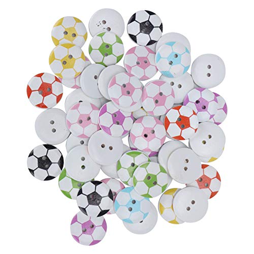 Holzknopf, Fußballmusterknopf 50pcs Bunt Gestrichen von ZAICOLER