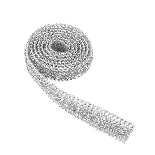 Mesh-Wickelrolle, Acryl-Bandrolle, 1 Yard, 20 Mm Breit, Doppelspitziges Strassband, Mesh-Wickelrolle, Strass-Mesh-Bandrolle (Gold) (Mineralisches Silber) von ZAICOLER