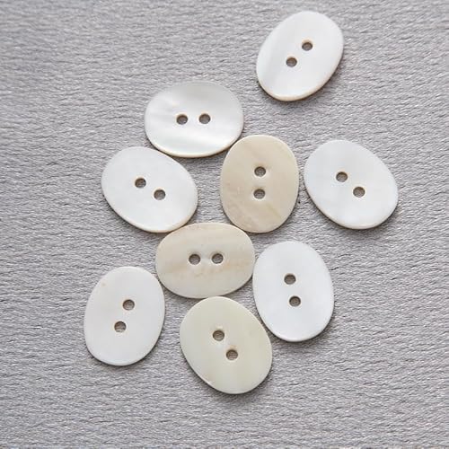 ZAJYZZF Druckknöpfe 100 Stück 9/18 mm natürliche Muschelperlenknöpfe weiße ovale Knöpfe for Strickjacken und Pullover(10 White Ovals,18L=11.5MM) von ZAJYZZF