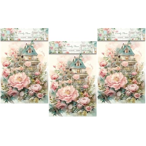 ZAKHSE Motivpapier zum Basteln, 24 Blatt Blumenmuster Designpapier, 21x14,5cm, Einseitig Bedruckt Scrapbook Papier, 8 Designs, 160gsm Gemustertes Bastelpapier für Scrapbook Kartenherstellung von ZAKHSE