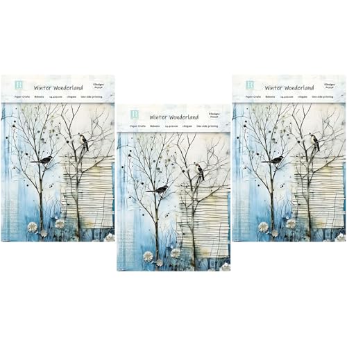 ZAKHSE Motivpapier zum Basteln, 24 Blatt Schneelandschaft im Winter Designpapier, 21x14,5cm, Einseitig Bedruckt Scrapbook Papier, 8 Designs, 160gsm Gemustertes Bastelpapier für Kartenherstellung von ZAKHSE