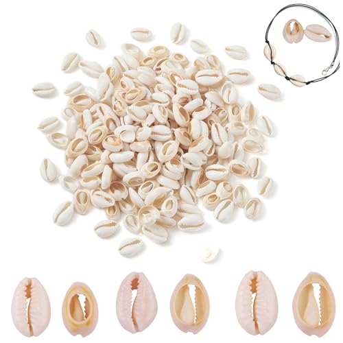 ZALHIN 180 Stuck Muscheln Set - Beige Bastelnmuscheln 14 Bis 20mm, Schmuck Selber Machen Set, Halsketten Ohrringe Armbänder Selber Machen, für DIY Schmuck Machen Oder Deco Handwerk von ZALHIN