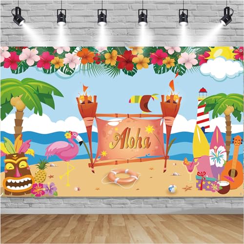 ZALHIN Hawaii Banner, Hintergrund Banner für Hawaii Party Deko, 180 X 110CM Hawaii Party Hintergrund, Hintergrund Banner für Strand Party Deko, von ZALHIN