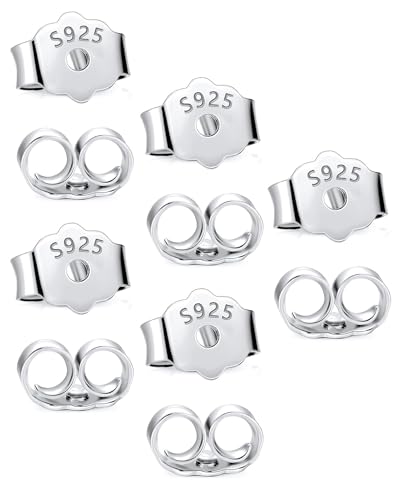 ZAMXHUG 10pcs Verschlüsse Silber für Ohrstecker Ohrring - 925 Sterling Silber Ohrring Verschlüsse Sicher Ersatz für Pfosten, Hypoallergen Schmetterlings Sicherheitsverschlüsse, Ohrring Stopper von ZAMXHUG