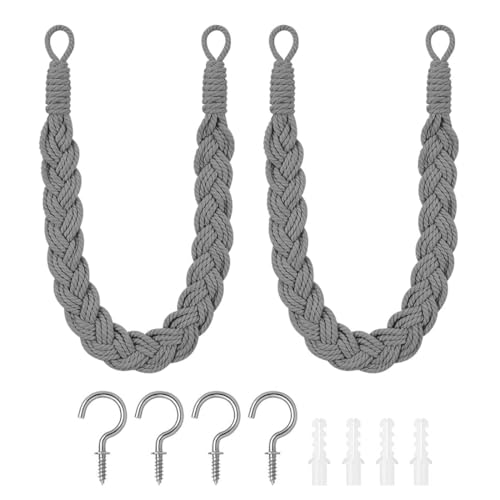 ZAMXHUG 4pcs Vorhang Raffhalter - Curtain Rope Buckle, Handgestrickte Vorhang-Raffhalter, Vorhangbinder, Gardinen Raffhalter für Haus Office, Wohnzimmer, Schlafzimmer, Grau von ZAMXHUG