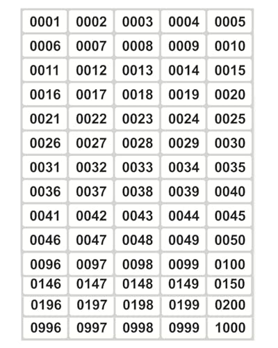 ZAMXHUG Aufkleber Zahlen,Nummern Zahlen Aufkleber,Klebezahlen Wetterfest,Konsekutiv Nummer Etikette Aufkleber wasserdichte Nummer Inventar Aufkleber für Inventar Aufbewahrung Klassifikation(001-1000) von ZAMXHUG