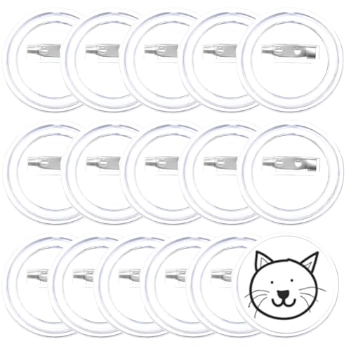 ZAMXHUG Buttons selber Machen - 15PCS Buttons Selber Machen ohne Buttonmaschine Transparente DIY Ansteckbuttons Set 58mm mit Sicherheitsnadel Knöpf Anstecknadeln für Kinder Foto Kleidung Bild Party von ZAMXHUG