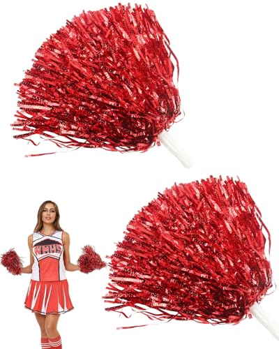 ZAMXHUG Cheerleader Pompons - 2 pcs Metal Foil Cheerleading Pompons, Pompons Cheerleader,Cheerleader Pompons mit Griffen Cheer Poms für Ballspiele Tänze Karnevalspartys,heißes Mädchen von ZAMXHUG